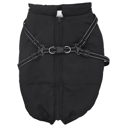 Hundemantel mit Geschirr Wasserdicht Reflektierend Schwarz L52