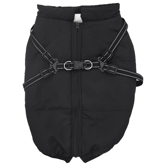 Hundemantel mit Geschirr Wasserdicht Reflektierend Schwarz L52