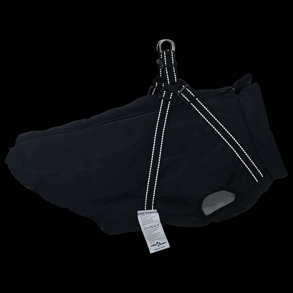 Hundemantel mit Geschirr Wasserdicht Reflektierend Schwarz L52