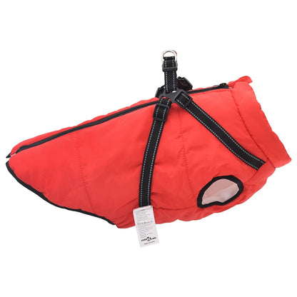 Hundemantel mit Geschirr Wasserdicht Reflektierend Rot L44