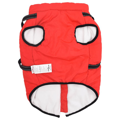 Hundemantel mit Geschirr Wasserdicht Reflektierend Rot L44