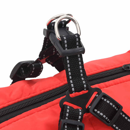 Hundemantel mit Geschirr Wasserdicht Reflektierend Rot L48