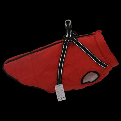 Hundemantel mit Geschirr Wasserdicht Reflektierend Rot L52
