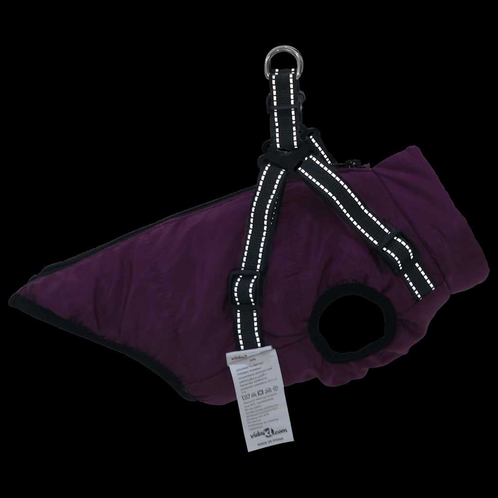 Hundemantel mit Geschirr Wasserdicht Reflektierend Lila L24