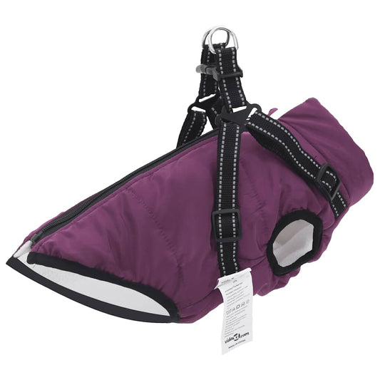 Hundemantel mit Geschirr Wasserdicht Reflektierend Lila L40