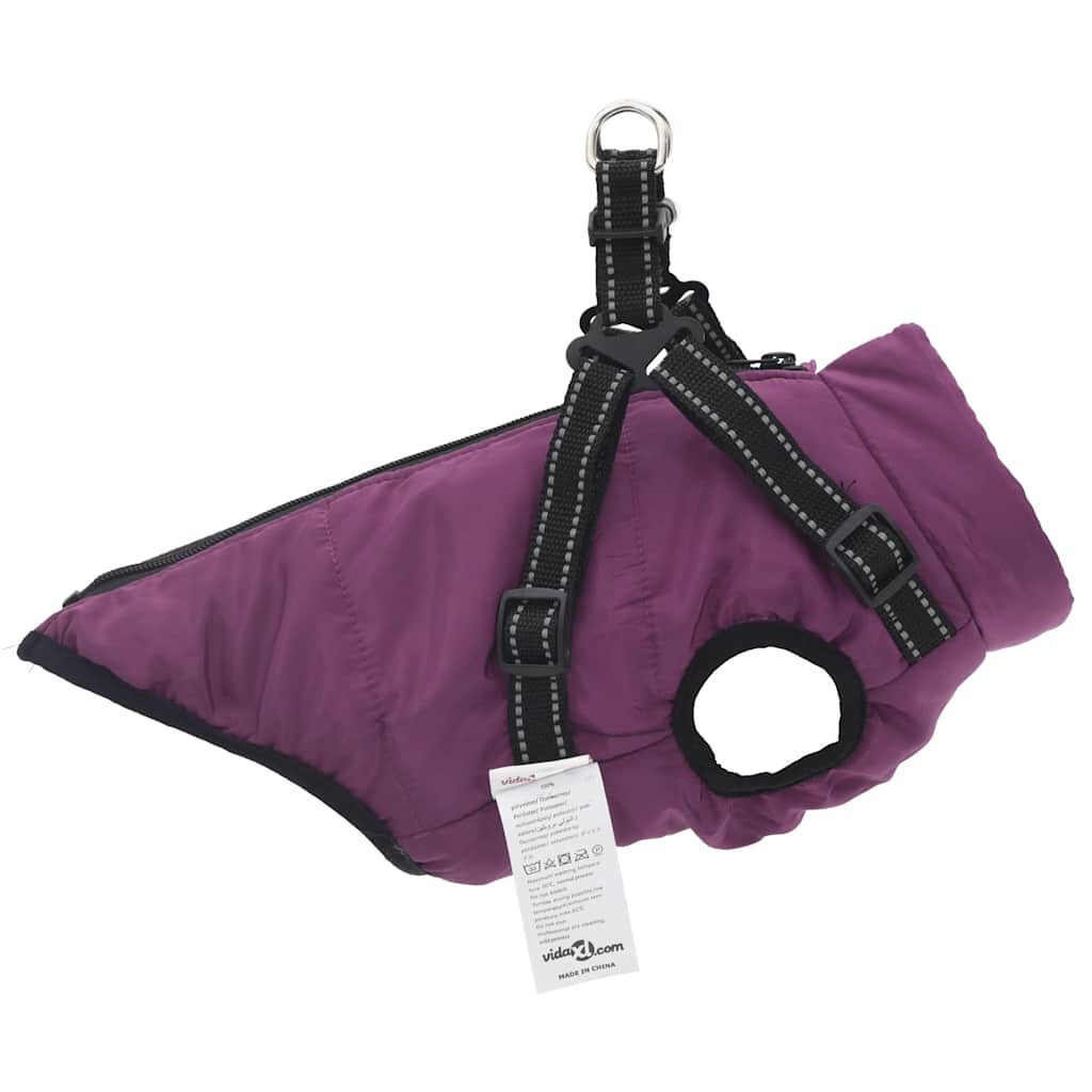 Hundemantel mit Geschirr Wasserdicht Reflektierend Lila L40