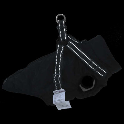 Hundemantel mit Geschirr Wasserdicht Reflektierend Schwarz L24