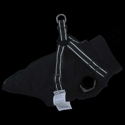 Hundemantel mit Geschirr Wasserdicht Reflektierend Schwarz L28