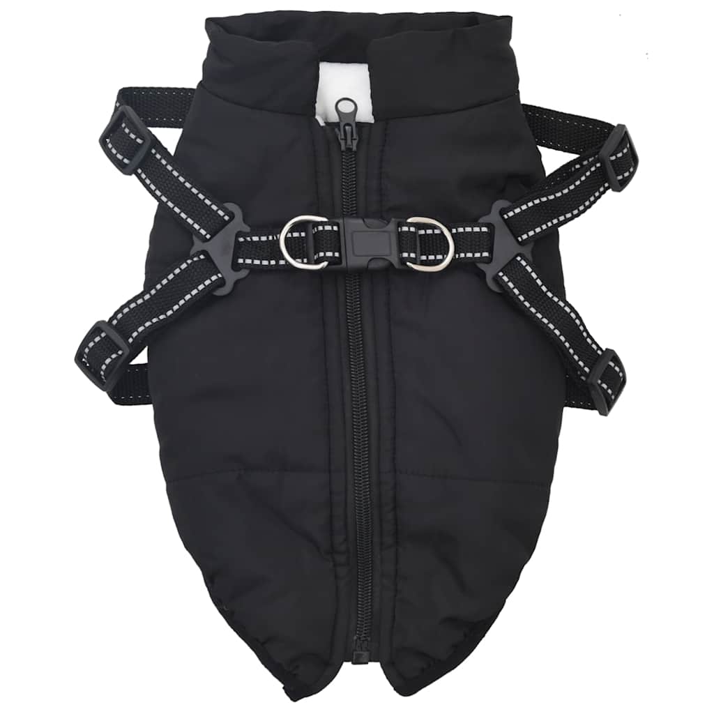Hundemantel mit Geschirr Wasserdicht Reflektierend Schwarz L32