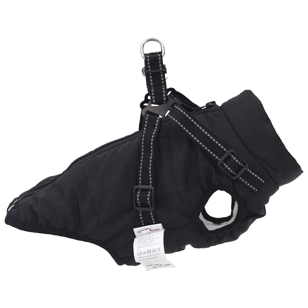 Hundemantel mit Geschirr Wasserdicht Reflektierend Schwarz L32