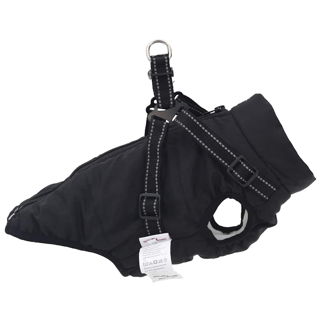 Hundemantel mit Geschirr Wasserdicht Reflektierend Schwarz L36