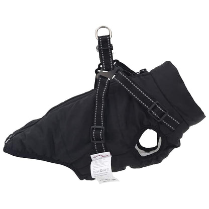 Hundemantel mit Geschirr Wasserdicht Reflektierend Schwarz L36