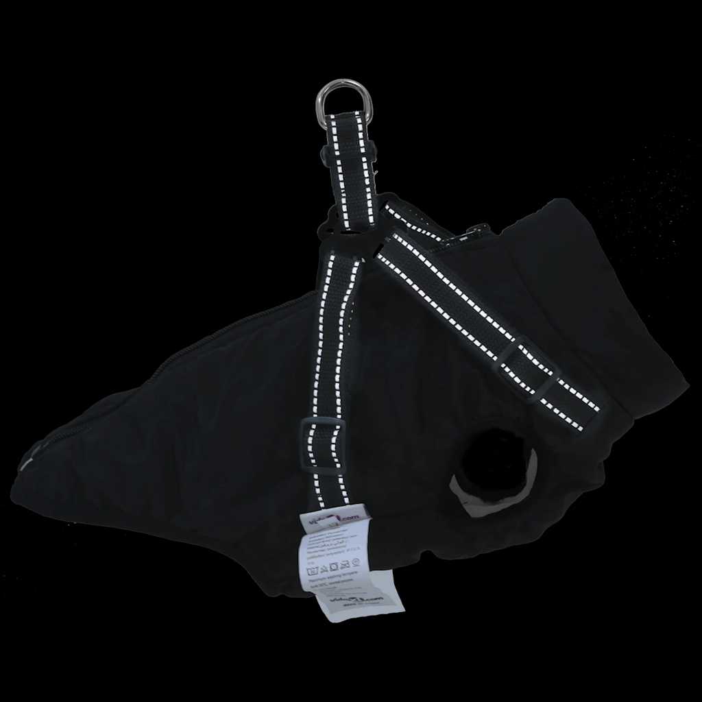 Hundemantel mit Geschirr Wasserdicht Reflektierend Schwarz L40