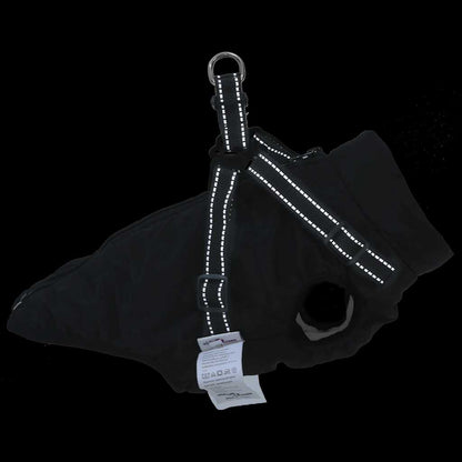 Hundemantel mit Geschirr Wasserdicht Reflektierend Schwarz L40