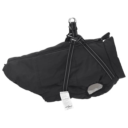 Hundemantel mit Geschirr Wasserdicht Reflektierend Schwarz L44