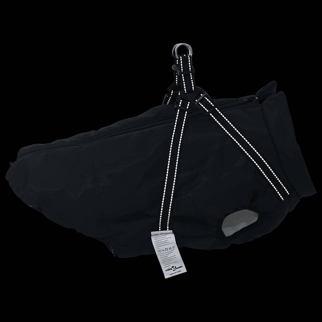 Hundemantel mit Geschirr Wasserdicht Reflektierend Schwarz L44