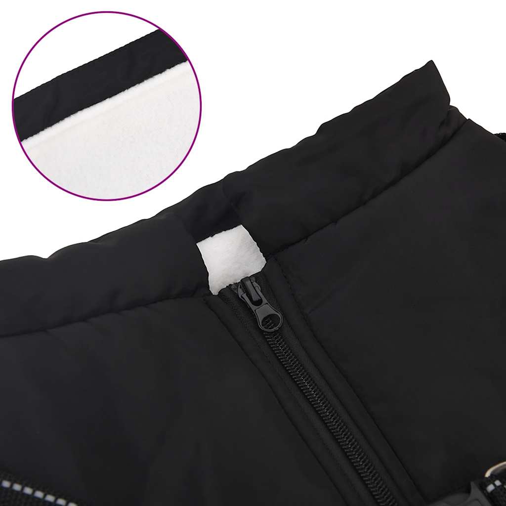 Hundemantel mit Geschirr Wasserdicht Reflektierend Schwarz L44