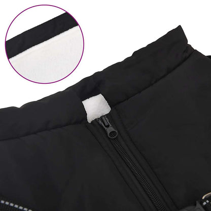 Hundemantel mit Geschirr Wasserdicht Reflektierend Schwarz L44