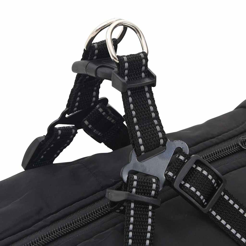 Hundemantel mit Geschirr Wasserdicht Reflektierend Schwarz L44