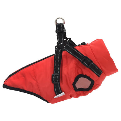Hundemantel mit Geschirr Wasserdicht Reflektierend Rot L32