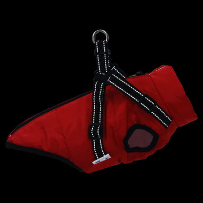 Hundemantel mit Geschirr Wasserdicht Reflektierend Rot L32