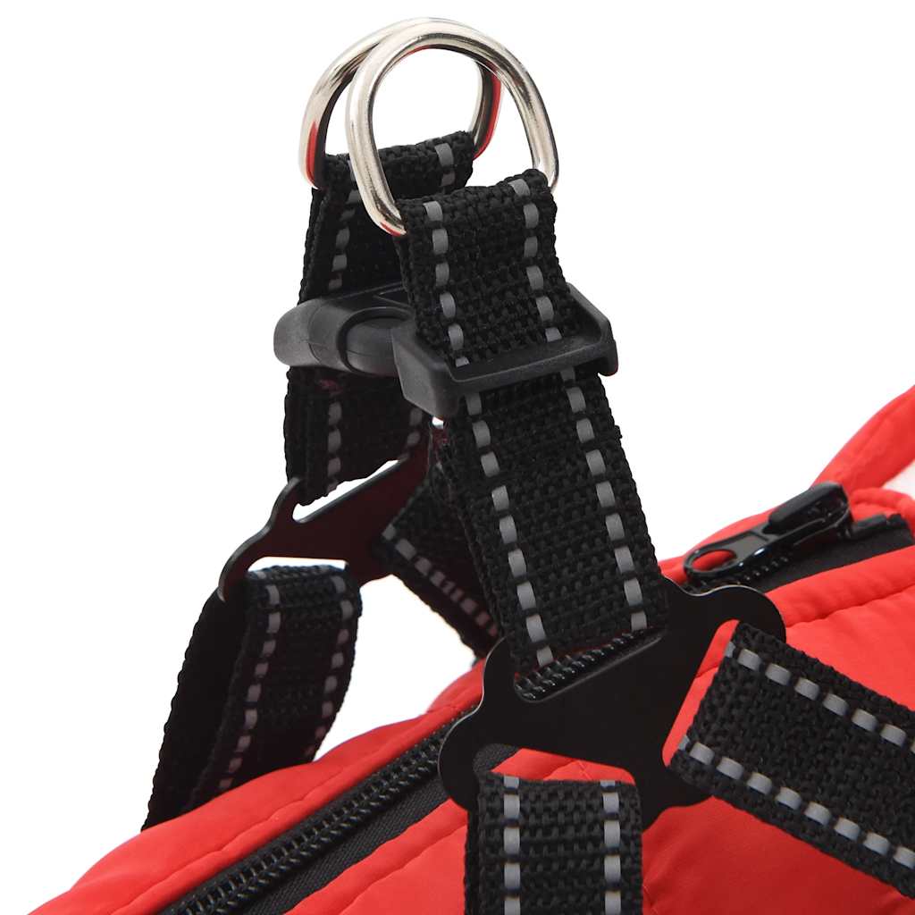 Hundemantel mit Geschirr Wasserdicht Reflektierend Rot L32
