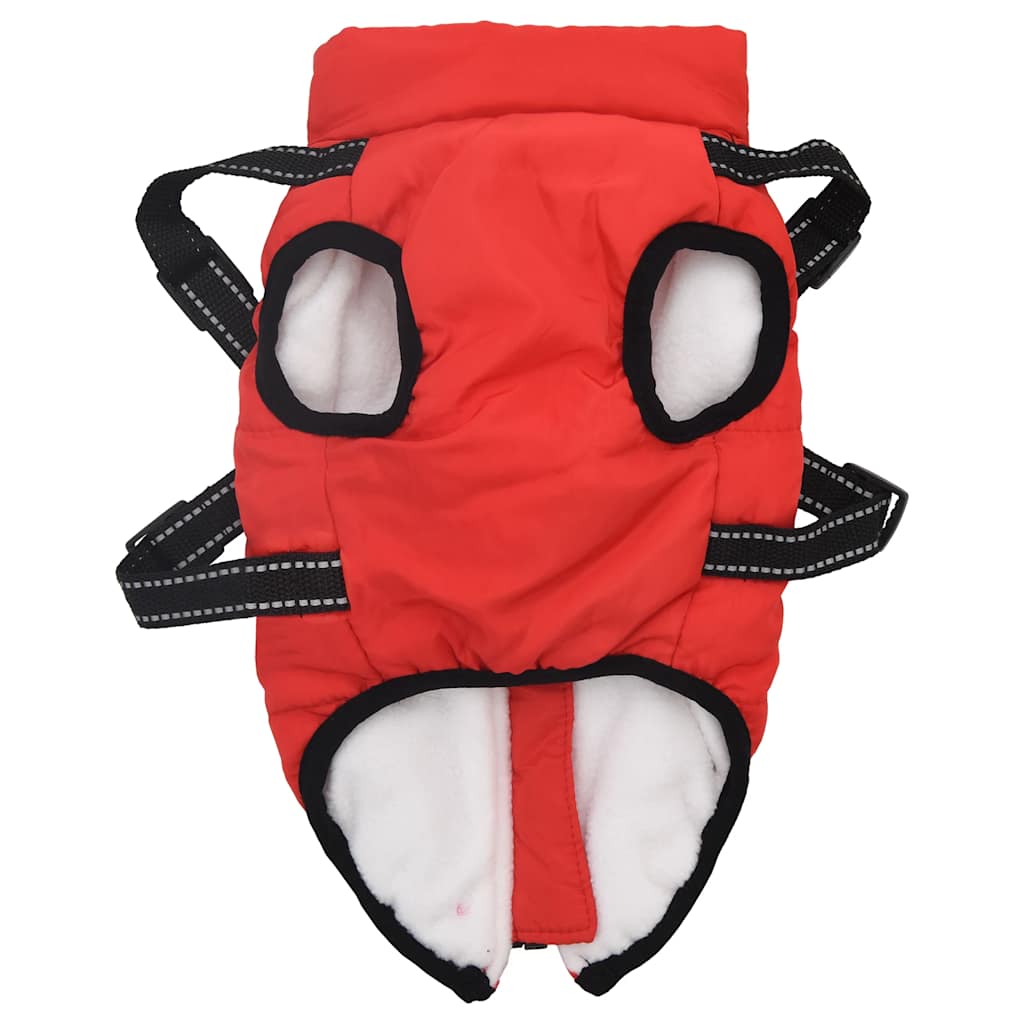 Hundemantel mit Geschirr Wasserdicht Reflektierend Rot L40
