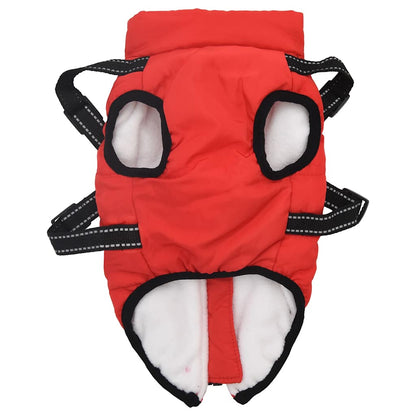 Hundemantel mit Geschirr Wasserdicht Reflektierend Rot L40