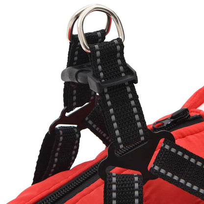 Hundemantel mit Geschirr Wasserdicht Reflektierend Rot L40