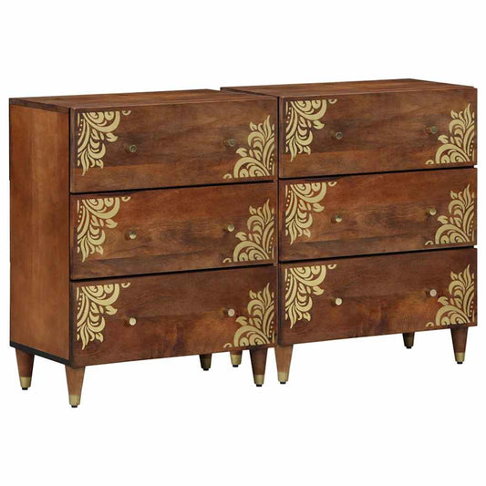 Sideboard 2 pcs Honigbraun 60 x 33.5 x 75 cm Massivholz Mango