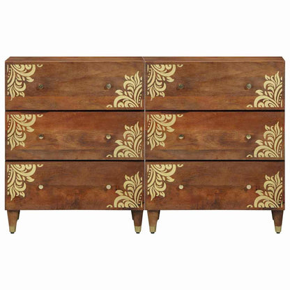 Sideboard 2 pcs Honigbraun 60 x 33.5 x 75 cm Massivholz Mango