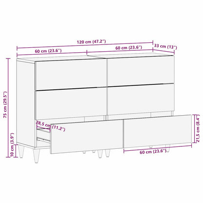 Sideboard 2 pcs Honigbraun 60 x 33.5 x 75 cm Massivholz Mango
