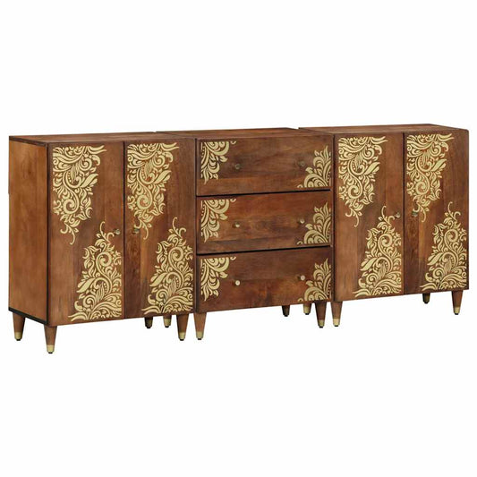 Badezimmermöbel Set 3 pcs Honigbraun und Gold 180 x 33 x 75 cm