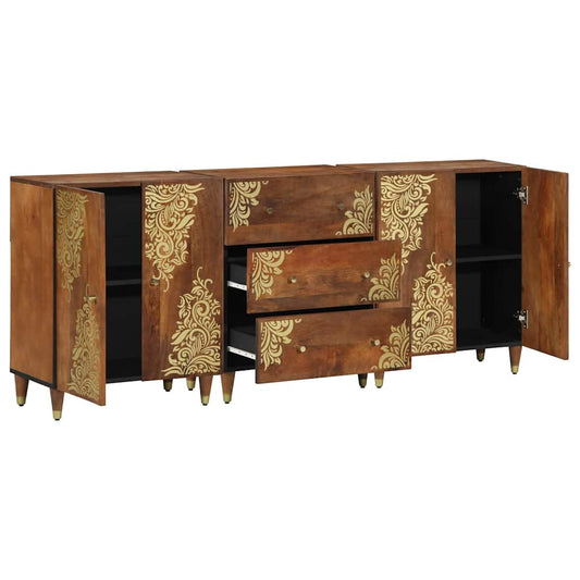 Badezimmermöbel Set 3 pcs Honigbraun und Gold 180 x 33 x 75 cm