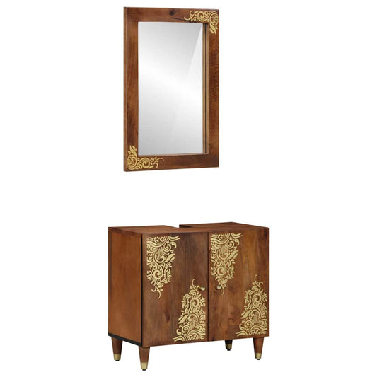 Badezimmermöbel Set Wandmontiert 2 pcs Braun 62 x 33 x 58 cm