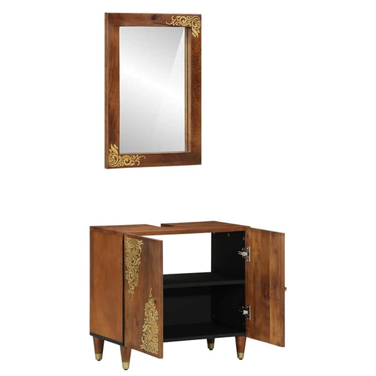 Badezimmermöbel Set Wandmontiert 2 pcs Braun 62 x 33 x 58 cm
