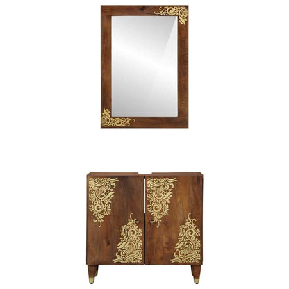 Badezimmermöbel Set Wandmontiert 2 pcs Braun 62 x 33 x 58 cm
