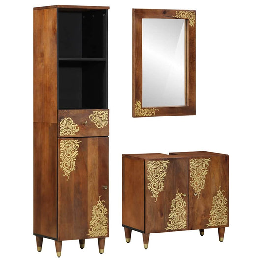 Badezimmermöbelset 3 pcs Braun 62 x 33 x 58 cm Massivholz Mango