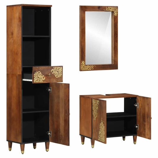 Badezimmermöbelset 3 pcs Braun 62 x 33 x 58 cm Massivholz Mango