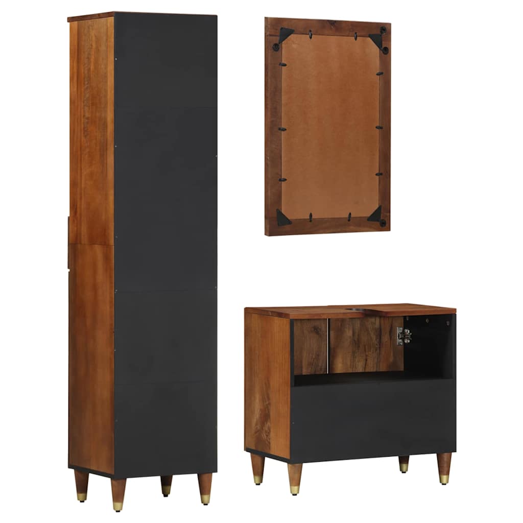 Badezimmermöbelset 3 pcs Braun 62 x 33 x 58 cm Massivholz Mango