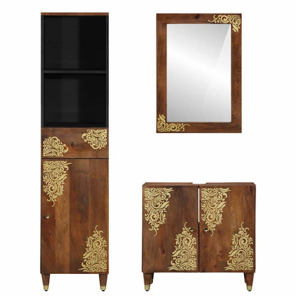 Badezimmermöbelset 3 pcs Braun 62 x 33 x 58 cm Massivholz Mango