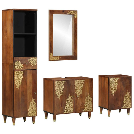 Badezimmermöbel-Set Wandmontiert 4 pcs Braun 62 x 33 x 58 cm
