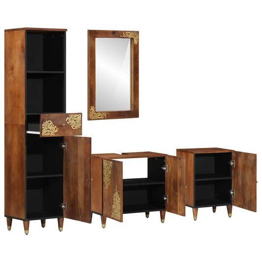 Badezimmermöbel-Set Wandmontiert 4 pcs Braun 62 x 33 x 58 cm