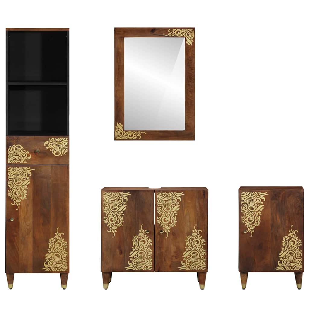 Badezimmermöbel-Set Wandmontiert 4 pcs Braun 62 x 33 x 58 cm