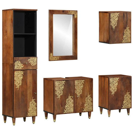 Badezimmermöbel Set mit Schubladen 5 pcs Braun 38 x 33 x 160 cm