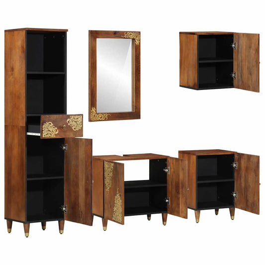 Badezimmermöbel Set mit Schubladen 5 pcs Braun 38 x 33 x 160 cm