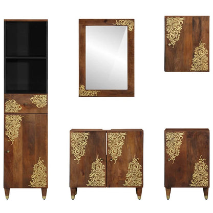 Badezimmermöbel Set mit Schubladen 5 pcs Braun 38 x 33 x 160 cm