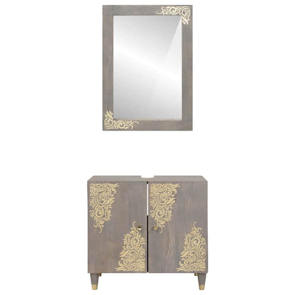 Badezimmermöbel Set Wandmontiert 2 pcs Grau 62 x 33 x 58 cm