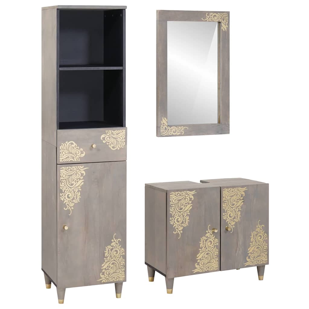 Badezimmermöbel Set mit Schubladen 3 pcs Grau 62 x 33 x 58 cm