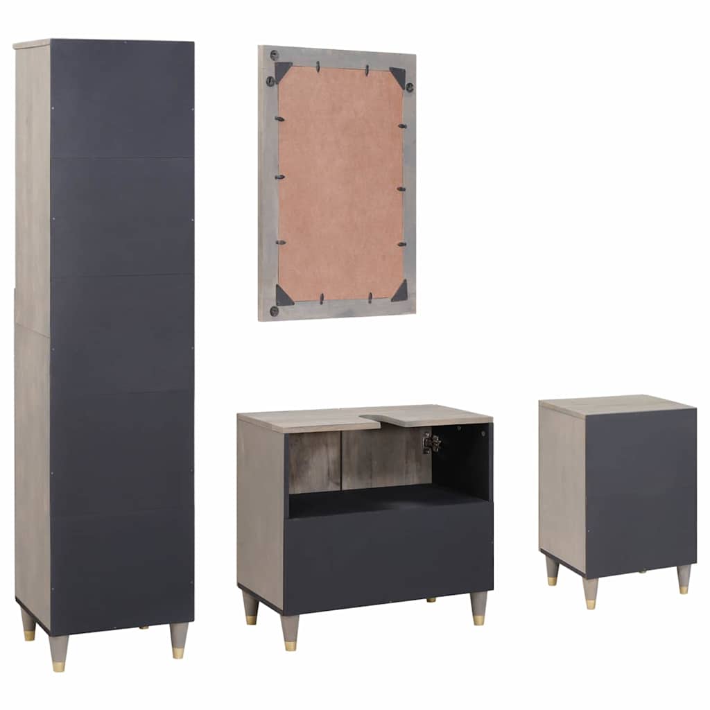 Badezimmermöbel Set mit Schubladen 4 pcs Grau 62 x 33 x 58 cm